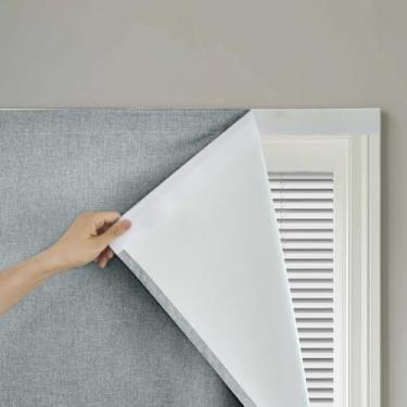 Imagem de Sovtfides Cortina blackout sem perfuração – cortina de escurecimento de quarto de privacidade para apartamento alugado (L 152 x C 182 cm, 1 painel, cinza claro)