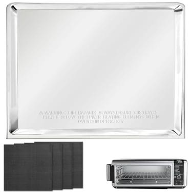 Imagem de GXF Acessórios para fritadeira a ar livre Ninja Foodi SP101 SP100 SP1001C SP201, 4 forros de forno de fibra de vidro com 1 bandeja de migalhas de substituição para forno de bancada Ninja Digital Air