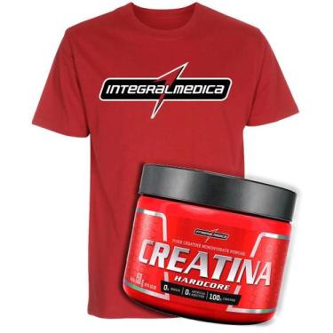 Imagem de Kit Camiseta Integralmedica Creatina Pura 150g Camisa DryFit Cor:Verme
