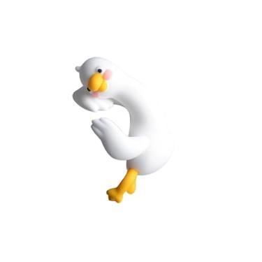 Imagem de Decoração de animais de desenho animado de resina para mesa painel de carro TV monitor ideia de presente fofa estatueta de pato 3D mini ornamento de pato de resina divertido