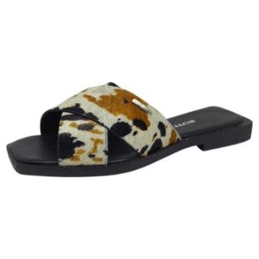 Imagem de Chinelo Rasteiro Feminino Slide Couro Vaquinha Bottero-Feminino