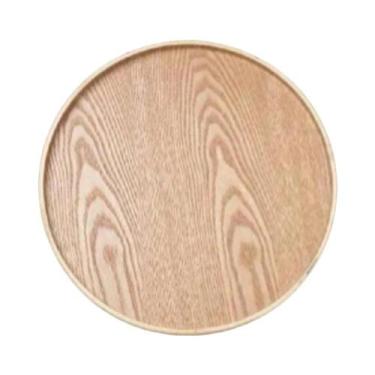 Imagem de Bandeja Redonda De Madeira De 21, 27 E 30cm, Bandeja Decorativa Para C
