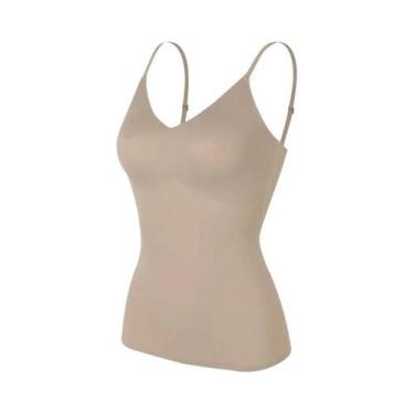 Imagem de Camiseta Modeladora Feminina Com Decote Em V, Controle De Barriga, Sem