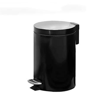 Imagem de Caixote do lixo grande lata de lixo interna redonda estampada com tampa escritório quarto cesto de lixo lixeira