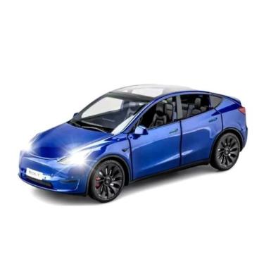 Imagem de Tesla Model Y Carrinho Som E Luz Abre Portas Coleção 1:24, Azul