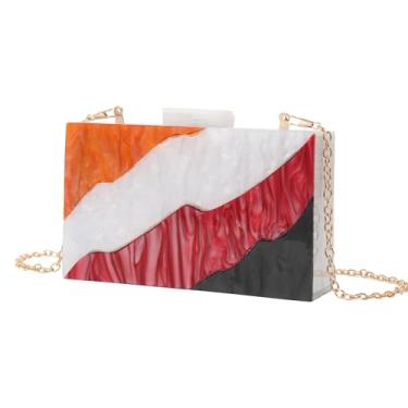 Imagem de KKFAUS Bolsas femininas fashion tendência corrente acrílica bolsa mensageiro bolsas para telefone, Colorido., 18x5x11cm