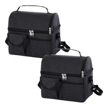 Imagem de Kit 2 Bolsas Térmicas Dobrável Quente Frio marmita para lanche Cabe 8 