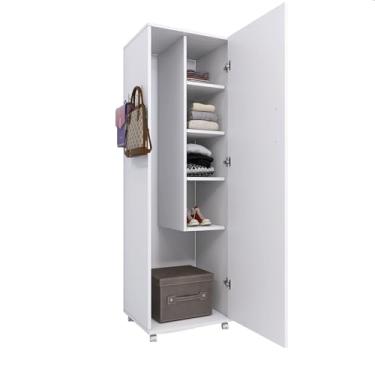 Imagem de Armário Multiuso Organizador com 5 Prateleiras, 160 x 42 x 30 cm, Branco, para Lavanderia e Cozinha (Branco)