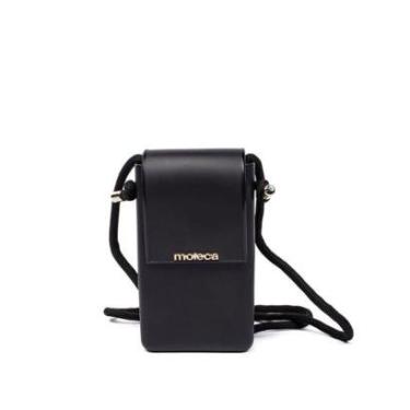Imagem de Bolsa Feminina Moleca Transversal Pequena com Cordão Preta-Feminino