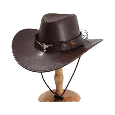 Imagem de Chapéu De Cowboy Vintage Unissex Em material sintético, Estilo Jazz, S