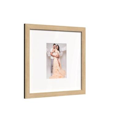 Imagem de Kit 6 Quadros Decorativos 23x23 cm com Paspatur – Moldura Fotográfica para Foto 10x15(moldura carvalho paspatur bran)