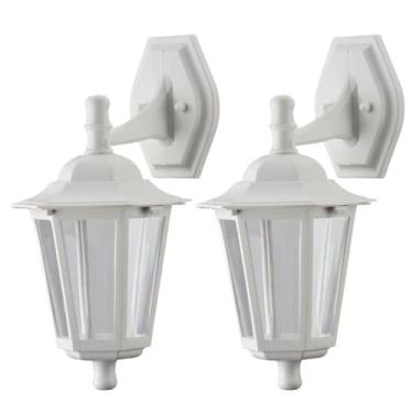 Imagem de Kit 2 Luminárias Clássicas Coloniais Andarelas Branca de Parede E27 Lente Transparente Dital