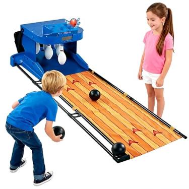 Imagem de Jogo de boliche eletrônico interno - Conjunto de mini boliche portátil para casa com pontuação automática e luzes LED - Diversão em família para crianças e adultos, 187,5 cm
