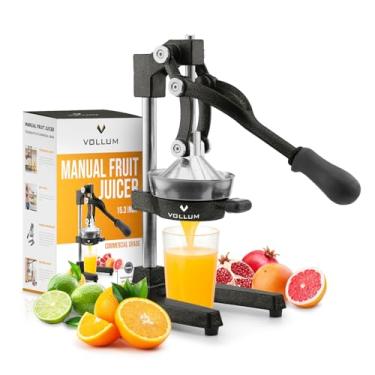 Imagem de Espremedor manual de frutas – Espremedor de alavanca de cítrico doméstico de nível comercial para laranjas, limões, toranjas e mais – Aço inoxidável e ferro fundido – Base de ventosa antiderrapante – 38 cm – Preto – por Vollum