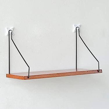 Imagem de Prateleira de Parede Rustica com Suportes Metal Prateleiras Armazenamento Decoração Quarto para Cozinha Sala Estar Banhe