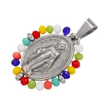 Imagem de Colar Com Pingente De Nossa Senhora Arco-Íris Dourado Para Mulheres, G