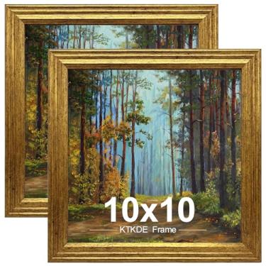 Imagem de KTKDE Conjunto de 2 porta-retrato 25 x 25 cm, molduras douradas vintage ornamentadas com vidro real, 25,4 x 25,4 cm, moldura antiga para decoração de parede ou mesa retrô, melhor presente