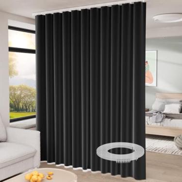 Imagem de Cortina divisória de quarto com montagem no teto, cortinas blackout para teto espesso, tela divisória de quarto, painéis de cortina de janela de trilho de teto flexível para sala de estar e quarto