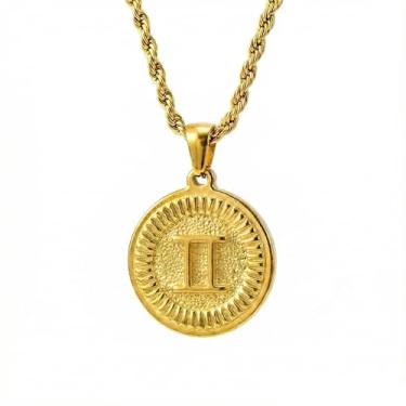 Imagem de Colar com pingente de constelação banhado a ouro 18K, corrente de corda ajustável, impermeável e antioxidante, colares do zodíaco masculino e feminino, embalagem de caixa de presente, presente de