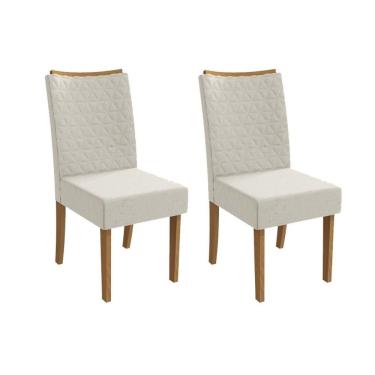 Imagem de Cadeira Sala De Jantar Rosa 2cad129 Madeirado Kit 2 Un Canela/linho Bege Caqui - Kappesberg