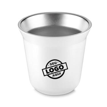 Imagem de Kit com 50 Copos Térmicos para Espresso 40ml Personalizados a Laser – Copo Inox Parede Dupla com Acabamento Preto | Ideal para Cafeterias, Empresas, Brindes e Eventos (Branco)