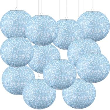 Imagem de Glooglitter 12 peças grandes de 25,4 cm composição de lanternas de papel penduradas, caderno de composição, decoração de sala de aula, lanternas decorativas redondas para sala de aula, escritório