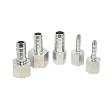 Imagem de 6 mm, 10 mm, 12 mm, cauda de farpa de mangueira 1/10.2 cm 1/5.1 cm conector de rosca fêmea encaixe de tubulação SS 304 adaptador de acoplador de aço inoxidável (farpa de 8 mm, 3/20.3 cm)