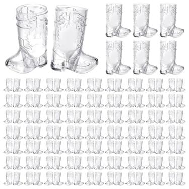 Imagem de Aodaer 144 peças de copos transparentes de 28,3 g para botas de caubói mini copos de plástico para botas de caubói canecas de cerveja reutilizáveis para decorações de festa de vaqueira, lembrancinhas