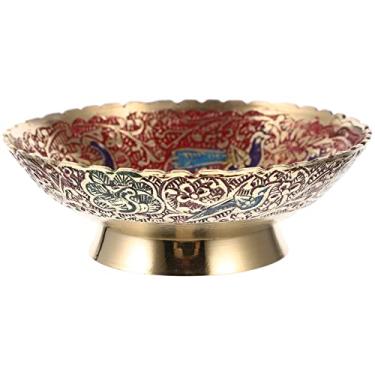 Imagem de Prato budista oferecendo tigelas bandeja de frutas comida sobremesa lanche bênção tigela de frutas budismo adoração oferta tigela suporte de bolo para uso de altar rituais borrões decoração vermelho (