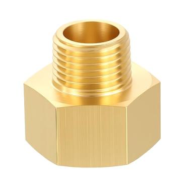 Imagem de Rebower 1 pacote de adaptador FeMale para macho, 2,5 cm FeMale NPT x 3/10.2 cm macho NPT latão conectores de extensão de tubo para industrial, automotivo, transferência de fluidos, jardinagem