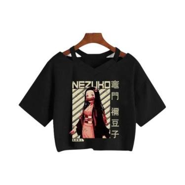 Imagem de Camiseta Feminina Demon Slayer Nezuko Kimetsu No Yaiba Cropped Tanjiro