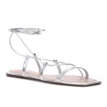 Imagem de Sandália Anacapri Amarração Tiras Finas Snake Prata - Feminino-Feminino