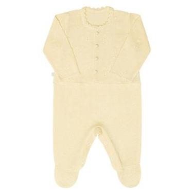 Imagem de Macacão Longo Bebê Menina em Tricot Amarelo Fofinho-Feminino