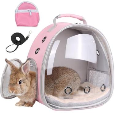 Imagem de LAIRIES Mochila Portátil Para Porquinho-Da-Índia Com Bolsa Pequena, Conjunto De Arnês E Guia, Gaiola Transporte Animais Estimação Janela Bolha Cápsula Espacial Coelho, Dragão Barbudo, Esquilo, Tarta
