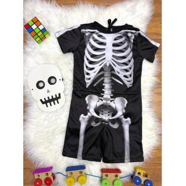 Imagem de Fantasia Infantil Caveira Halloween Esqueleto com Máscara - no-brand, 