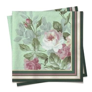 Imagem de Guardanapo de Papel Floral Vintage Verde 32,5 x 32,5 cm 20 Folhas Cromus – Inspire Sua Festa Loja