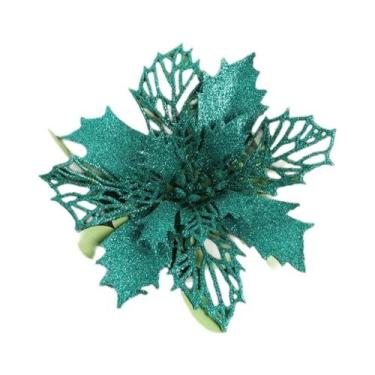 Imagem de Flores Artificiais De Natal Com Glitter 11/16cm 5 Peças Decoração Para