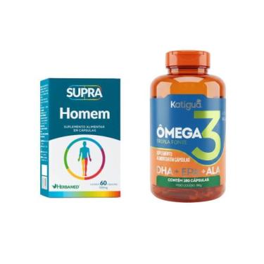 Imagem de Kit Suplemento Masculino Supra Homem + Ômega 3 Tripla Fonte - Herbamed