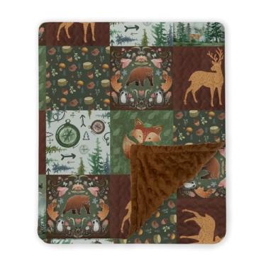 Imagem de Cobertores de bebê Woodland Animals, cobertor de minky para meninos e meninas com base pontilhada de camada dupla para bebês pequenas, cobertor de cama de berçário macio e quente de 76 x 101 cm (03)
