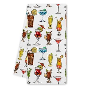 Imagem de Noaleviax Toalhas de cozinha retrô para coquetéis - decoração de carrinho de bar, toalhas de bar para barman, toalhas de mão de coquetel, pano de prato para café, cozinha, banheiro, decorativo, 40 x