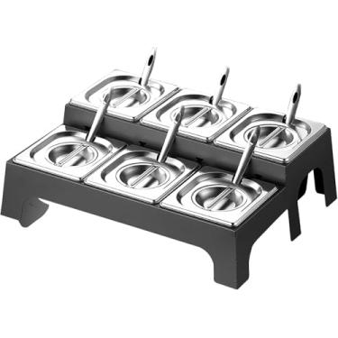 Imagem de Porta-temperos de aço inoxidável com tampa, recipientes expansíveis para temperos, estação de cobertura de pizza, dispensador de compartimento 3/4 para armazenamento de ervas, especiarias e geleias