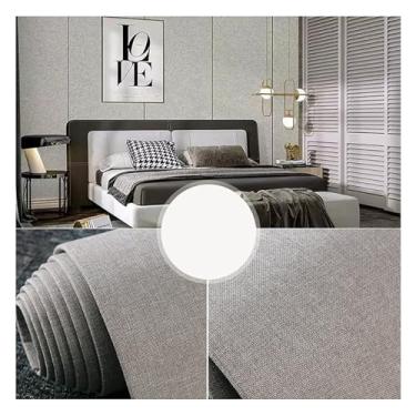 Imagem de Papel de parede de textura de linho autoadesivo à prova de som, painel de parede 3D à prova d'água para decoração de sala de estar e quarto (cor: #2, tamanho: 2,8 m x 0,65 m)