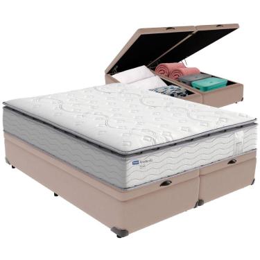 Imagem de Cama Box Baú Bege E Colchão Amsterdã Molas Ensacadas Queen Probel