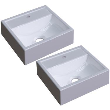 Imagem de Kit 02 Cubas De Apoio C01 Banheiro Lavabo Q32W Branco