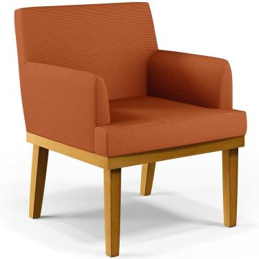 Imagem de Poltrona Decorativa Para Sala De Estar Recepção Beatriz Base Mel W01 Tecido Terracota