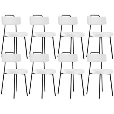 Imagem de Kit 08 Cadeiras Decorativas Estofada Para Sala De Jantar Barcelona L02 Facto Branco - Lyam Decor