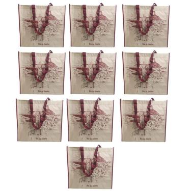 Imagem de Bolsa Ecobag Ecologica Kit 10 Unidades Alça Compras Mercado Resistente Dobravel