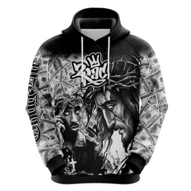 Imagem de Blusa de Frio Masculina Two 2 Pac Tupac Hip Hop Rap Rapper - M-Masculino