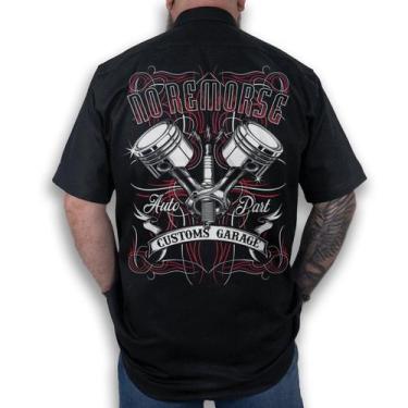 Imagem de Camisa Workshirt Preta Mecânico Customs Garage Auto Part No Remorse, E