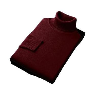 Imagem de Suéter Masculino Slim Fit De Manga Longa Com Gola Alta, Tricô Em Cor S